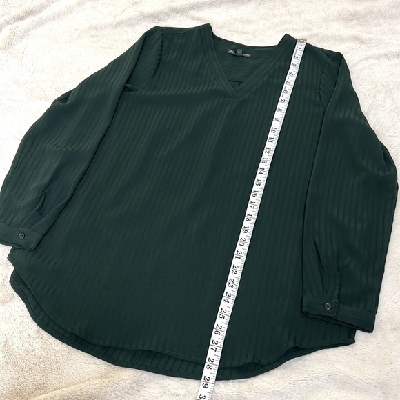 Adrianna Papell Forest/Dark Green V-Neck Long Sleeve Blouse Top Tunic - Sz Med - Picture 6 of 11